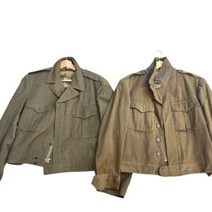 Bundle!! 2 Vintage 1944 WW2 US Army Olive Green Wool Field Jacket Men's 42/38R